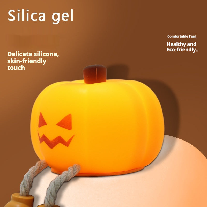 Home Decor Halloween Pumpkin Night Light Cute Soft Silicone Lamp Touch Dimmable Rechargeable Bedside Decor Light Kids Gifts Halloween Decorations